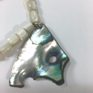 Shell Necklace Abalone Surfer Beach White Beaded Nautical Seashell ocean